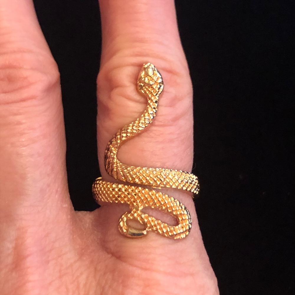 Gold Tone Snake Ring for Reptile Enthusiasts